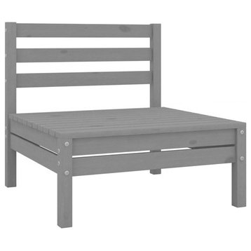 vidaXL Patio Furniture Outdoor Patio Sofa Chair Armless Gray Solid Wood Pine