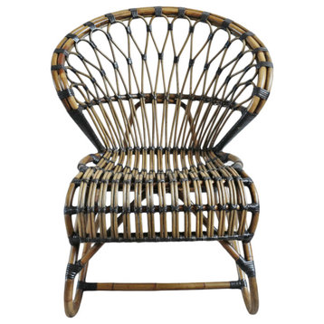 Tea Stain Bamboo and Rattan Side Chair