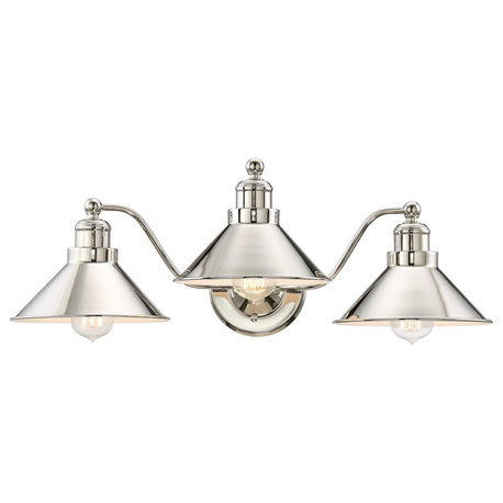 Kira Home Welton 26" Farmhouse Bathroom Light, Barn Light, Polished Nickel