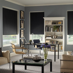 Roller Shade | Modern Home Office| Black & Blue | Modern Desk - Roller Shades