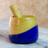 NOVICA Spicy Blue And Wood Mortar And Pestle