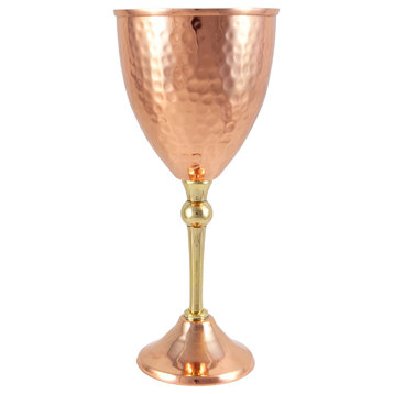 Large Hammered Copper Wine Glass