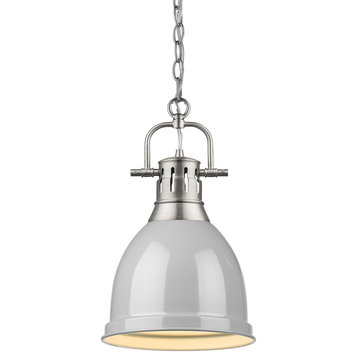 Golden Duncan Small Pendant with Chain 3602-S PW-GY, Pewter