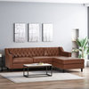 Bluewater Contemporary Tufted Chaise Sectional, Cognac + Dark Brown