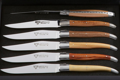 Laguiole Steak Knives, Mixed French Woods Handles, Set of 6