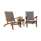 3-Piece Eucalyptus and Gray Wicker Lounge Set With Round Accent Table