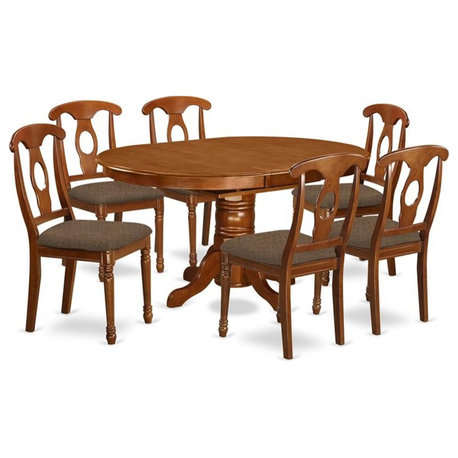 East West Furniture Avon 7-piece Wood Dinette Set in Saddle Brown