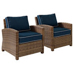 Crosley - Bradenton 2-Piece Outdoor Wicker Seating Set With Navy Cushions - Create the ultimate in outdoor entertaining with Crosley's Bradenton Collection. This elegantly designed all-weather wicker conversational set is the perfect addition to your environment. The finely crafted deep seating collection features intricately woven wicker over durable steel frames, and UV/Fade resistant cushions providing comfort, style and durability.