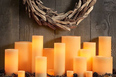 Flameless Candles in Family Room