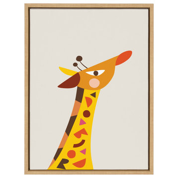 Sylvie Baby Giraffe Framed Canvas by Rachel Lee, Natural 18x24