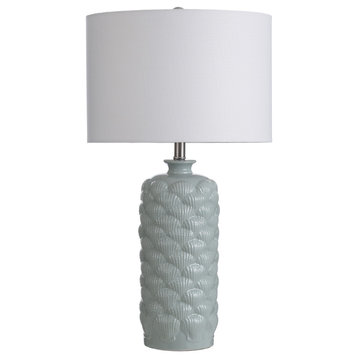 StyleCraft Light Blue Round Textured Ceramic Table Lamp L330787DS