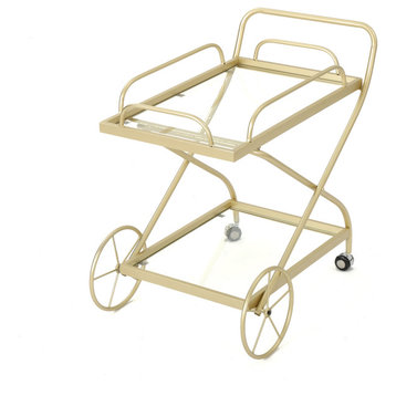 GDF Studio Patty Traditional Iron and Glass Bar Cart, Gold