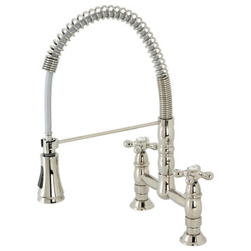 GS1276AX Two-Handle Deck-Mount Pull-Down Sprayer Kitchen Faucet, Polished Nickel