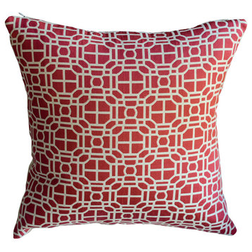 Modern Geometric Decorative Pillow, Red, Without Insert