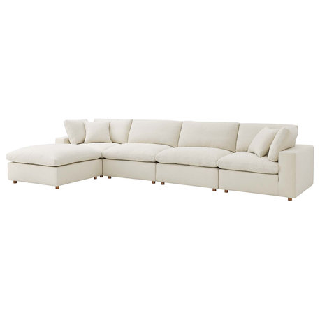 Modular Sectional Deep Sofa Set, Beige, Fabric, Modern, Lounge Cafe Hospitality