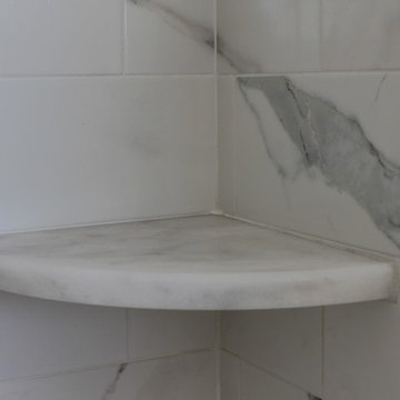 Little Eden Master Bath, Marble Shower Tile & Shelf, Remodel