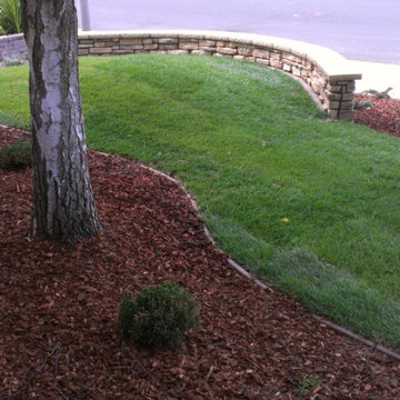 From the Front Door: Layered Landscape with Soft Mounding and Fresh Plantings