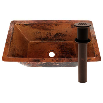 Artesa Rectangular Copper Bath Drop-in Undermount Sink Strainer Drain, Natural
