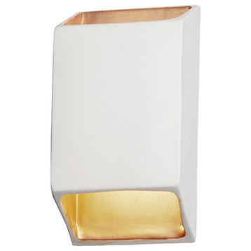 Ambiance Outdoor Tapered Rectangle Wall Sconce, Matte White/Champagne Gold, LED