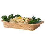 Artifacts Trading Company - Artifacts Rattan™ Rectangular Baker Basket with Pyrex, Honey Brown, 13"x9" - Our Rectangular Baker Basket with Pyrex will fast become a staple in your kitchen!
