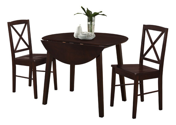 3-Piece Drop Leaf Table Dining Set, Cappuccino - Transitional ... 3-Piece Drop Leaf Table Dining Set, Cappuccino - Transitional ...