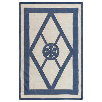 Geometric Handwoven Cotton Rug | Andrew Martin Grove, Blue, Medium