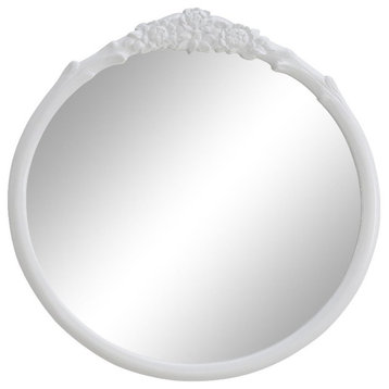 Pemberly Row Glass French Provincial Round Wall Floor Mirror White
