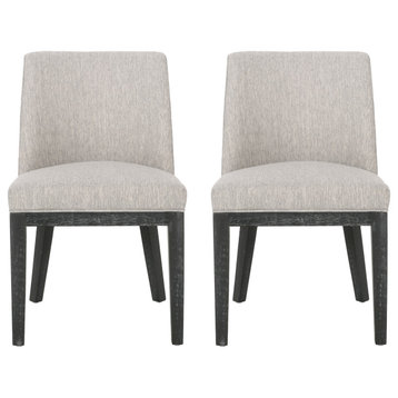 Boise Contemporary Fabric Upholstered Wood Dining Chairs, Set of 2, Light Gray/Weathered Gray