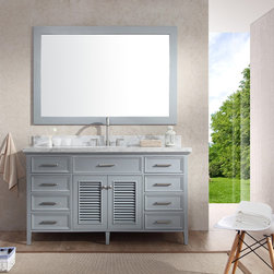 61 inch Cottage Single Sink Bathroom Vanity Set in Grey Finish - Bathroom Vanities And Sink Consoles