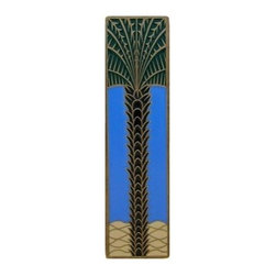 Inviting Home Inc. - Vertical Royal Palm Pull, Antique-Style Brass-Periwinkle - Cabinet And Drawer Handle Pulls