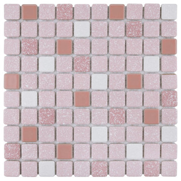Crystalline Square Pink Porcelain Floor and Wall Tile
