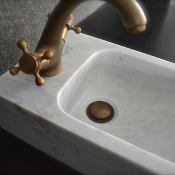 Natural stone wash-hand 16" White Marble stone Wash hands Bathroom sink toilet s