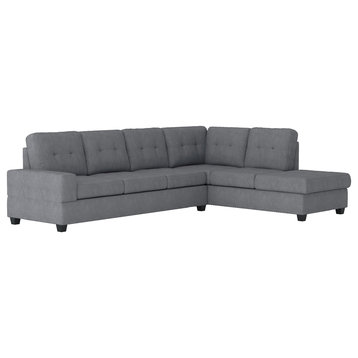 Hedera 2-Piece Set Sectional Sofa, Dark Gray Color