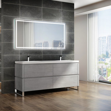 Madeli Metro 72" in Ash Grey with S-Feet in Polished Nickel