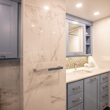 Contemporary Blue Mosaic Luxury Master Bathroom Remodel