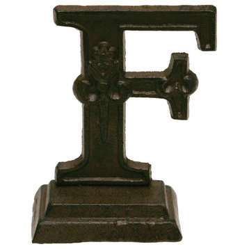Iron Ornate Standing Monogram Letter F Tabletop Figurine 5 Inches