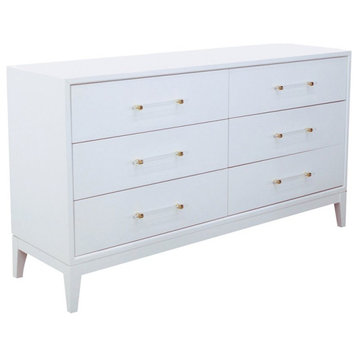 Best Master Furniture Orbis 61" Modern Wood Dresser in White Lacquer