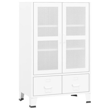 vidaXL Storage Cabinet File Cabinet Freestanding Drawer Cabinet White Metal