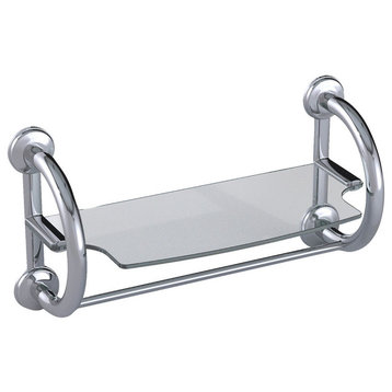 2-in-1 Grab Bar Towel Shelf with Hollow Wall Anchors, Chrome