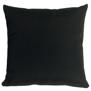 Pillow Decor - Sunbrella Solid Color Outdoor Pillow, Black, 20" X 20"