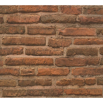 Best of Wood'n Stone, Modern Wood Stone Brick Red Wallpaper Roll