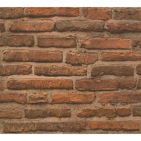 Best of Wood'n Stone, Modern Wood Stone Brick Red Wallpaper Roll