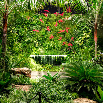 Indoor Landscape with Vertical Garden and Water Feature