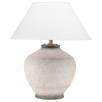 Transitional 1 Light Table Lamp Ceramic/Belgian Linen Base White Belgian Linen