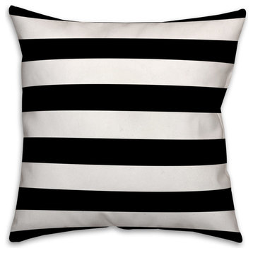 Black and White Stripes 18"x18" Outdoor Throw Pillow