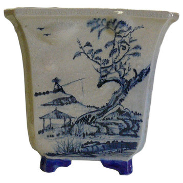 Chinese Hand Painted Oriental Scenery Ceramic Planter