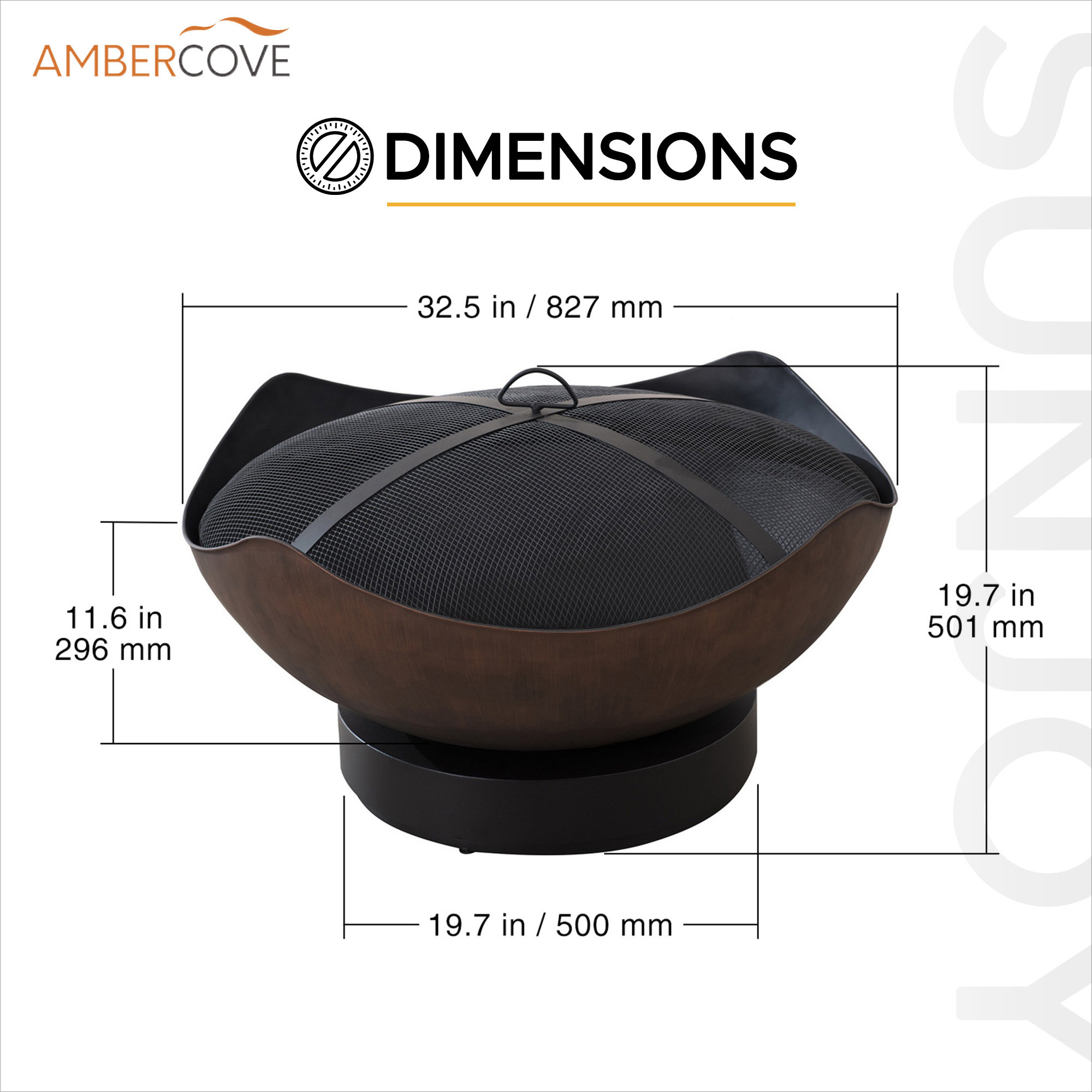 Sunjoy Montague 34" Round Woodburning Firepit