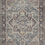 Loloi II - Loloi II Hathaway Blue/Multi 1'-6" x 1'-6" Sample Swatch - Timeless and traditional, Hathaway offers a hand-knotted vintage rug look with modern day durability and value. Created in China of 100% polyester, this printed interpretation offers old world style with the benefit of every day wear ability. Its updated color palette is a perfect balance of warm tan, beige and buff with steely blue slate and navy.