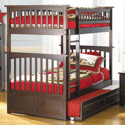 Antique Walnut Columbia Twin over  Twin Bunk Bed - Bunk Beds