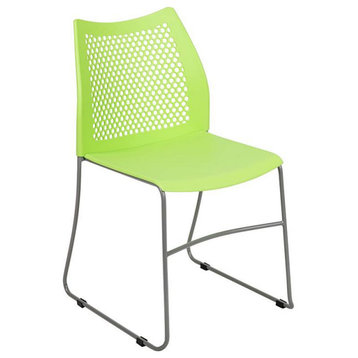 661 lb. Capacity Green Stack Chair, Air-Vent Back, Gray Powder Coated Sled Base